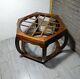 Vintage Hekman Asian Ming Chippendale Style Hexagonal End Table Wood Fretwork