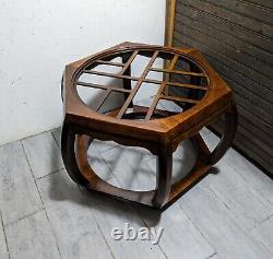 Vintage Hekman Asian Ming Chippendale Style Hexagonal End Table Wood Fretwork