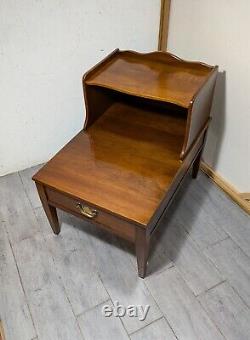 Vintage Henkel Harris Solid Cherry Wood 1-Drawer 2-Tier Step End Table B