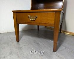 Vintage Henkel Harris Solid Cherry Wood 1-Drawer 2-Tier Step End Table B