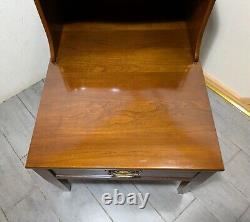 Vintage Henkel Harris Solid Cherry Wood 1-Drawer 2-Tier Step End Table B