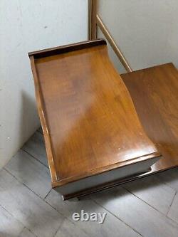 Vintage Henkel Harris Solid Cherry Wood 1-Drawer 2-Tier Step End Table B