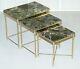 Vintage Italian Nest Of Three Tables Circa 1940's Brass With Thick Marble Top