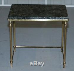 Vintage Italian Nest Of Three Tables Circa 1940's Brass With Thick Marble Top