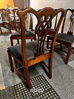 Vintage J. L. METZ Mid Century Mahogany Chippendale Dining Room TABLE with6 CHAIRS
