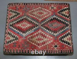 Vintage Kilim Upholstered Bench Ottoman Footstool Can Be Used As Coffee Table