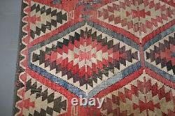 Vintage Kilim Upholstered Bench Ottoman Footstool Can Be Used As Coffee Table
