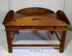 Vintage LANE Chippendale Butler Coffee Table with Drop Leaf Sides 1117 30