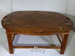Vintage LANE Chippendale Butler Coffee Table with Drop Leaf Sides 1117 30