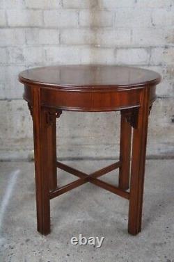 Vintage Lane Chinese Chippendale Style Banded Mahogany Side End Accent Table 24