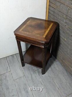 Vintage Lane Inlaid Top Side Table with Pull Out Tray Asian Chippendale Style