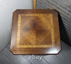 Vintage Lane Inlaid Top Side Table with Pull Out Tray Asian Chippendale Style