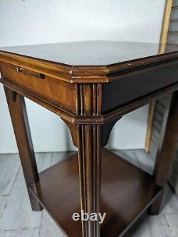 Vintage Lane Inlaid Top Side Table with Pull Out Tray Asian Chippendale Style