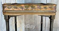 Vintage Large Ornate Brass Tray Table on Folding Black & Gilt Faux Bamboo Base