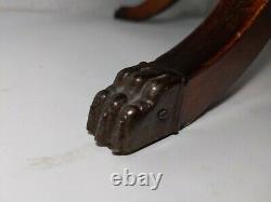 Vintage MERSMAN Oval Pedestal Harp Lyre Mahogany Table Chippendale Claw Feet
