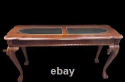 Vintage Mahogany Chippendale Glass Top Console Table