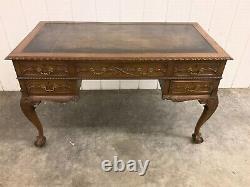 Vintage Mahogany Chippendale Style Ball & Claw Foot Desk