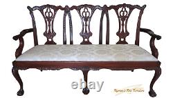 Vintage Mahogany Chippendale Triple Seater Settee Ball & Claw Feet