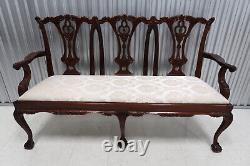 Vintage Mahogany Chippendale Triple Seater Settee Ball & Claw Feet