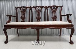 Vintage Mahogany Chippendale Triple Seater Settee Ball & Claw Feet