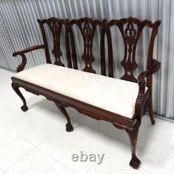 Vintage Mahogany Chippendale Triple Seater Settee Ball & Claw Feet