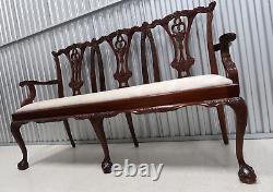 Vintage Mahogany Chippendale Triple Seater Settee Ball & Claw Feet