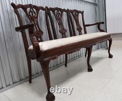 Vintage Mahogany Chippendale Triple Seater Settee Ball & Claw Feet