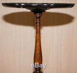 Vintage Mahogany Pie Crust Edge Tripod Lamp Side End Wine Table Claw & Ball
