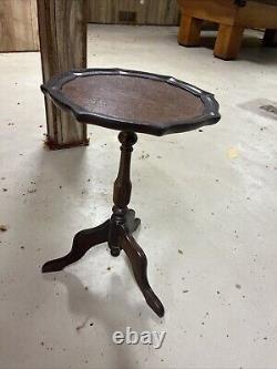 Vintage Mahogany Pie Crust Table/ Wine Table Leather Top 13w x20h