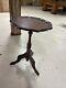 Vintage Mahogany Pie Crust Table/ Wine Table Leather Top 13w X20h