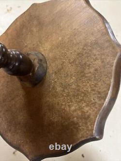 Vintage Mahogany Pie Crust Table/ Wine Table Leather Top 13w x20h