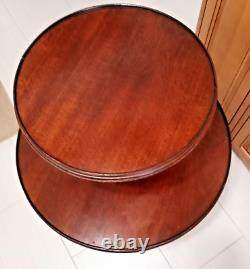 Vintage Mahogany Two-Tier Dumbwaiter Table Round