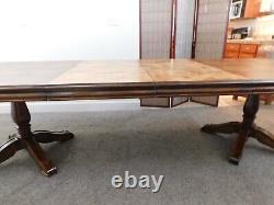 Vintage Marquetry Burl Drexel c1970 Extension Dining Table Banquet 6-9ft