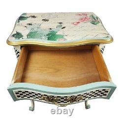 Vintage McKenzie Childs Style Side End Table Nightstand Louis XV Custom Painted