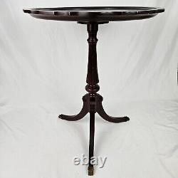 Vintage Mersman Table Lamp Round Piecrust Top Mahogany Brass Claw Feet