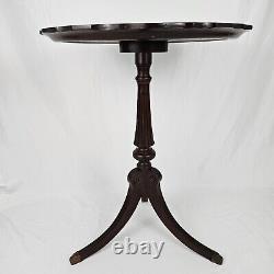 Vintage Mersman Table Lamp Round Piecrust Top Mahogany Brass Claw Feet