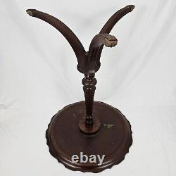 Vintage Mersman Table Lamp Round Piecrust Top Mahogany Brass Claw Feet