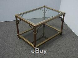 Vintage Mid Century Chinese Chippendale Metal End Table Two Tier