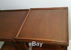 Vintage Mid Century Pair of Wooden End Tables Chippendale Style