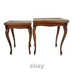 Vintage Nesting Tables Accent Table Rosewood Inlaid Oriental French Set Of 2