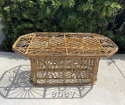 Vintage Rattan Octagonal Dining Table, Very RARE! Chippendale, USHIP delivery