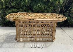 Vintage Rattan Octagonal Dining Table, Very RARE! Chippendale, USHIP delivery