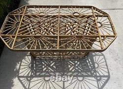 Vintage Rattan Octagonal Dining Table, Very RARE! Chippendale, USHIP delivery