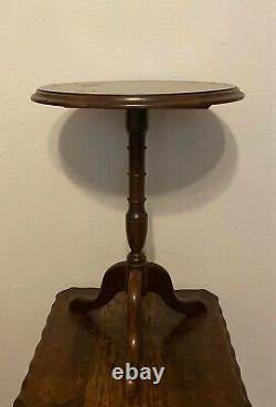 Vintage Round Pedestal Tea Occasional Side Table Plant Stand 21.5