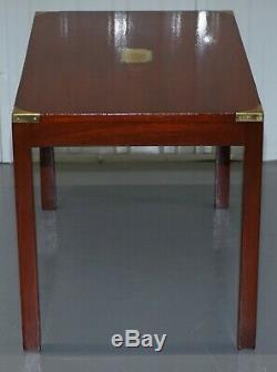 Vintage Rrp £1400 Harrods London Mahogany & Brass Military Campaign Coffee Table