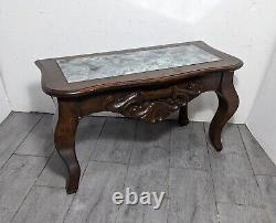Vintage Rustic Carved Wood Victorian Chippendale French Louis XV Half Table