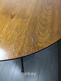 Vintage Rustic English Queen Anne Chippendale Round Tilt Top Wood Pedestal Table