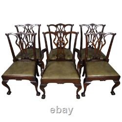 Vintage Set of 6 Mahogany Chippendale Ball and Claw Dining Chairs #22254