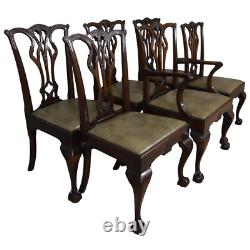 Vintage Set of 6 Mahogany Chippendale Ball and Claw Dining Chairs #22254