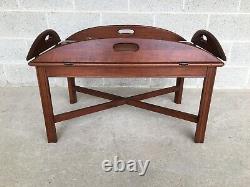 Vintage Solid Cherry Chippendale Style Butler Table